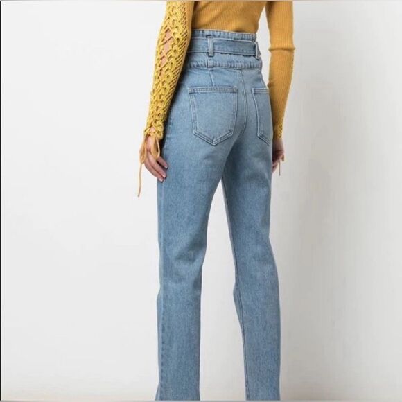 JONATHAN SIMKHAI High-Waisted Belted Straight Leg Blue Jeans. Size 24. Like New! - Picture 2 of 12